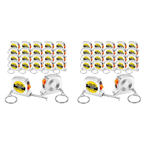 100 Pcs Keychain Tape Measure, Functional Pocket Tape Measure, Small Tape Measure Retractable, 3Ft