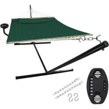 Double Garden Hammock with Stand and Side Table Comfortable up to 205 kg Green — double hammock, hammock with stand