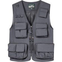 Men's Functional Fishing Vest Quick-Dry Comfortable Gray XXL — fishing vest, men's vest, functional vest, nylon vest
