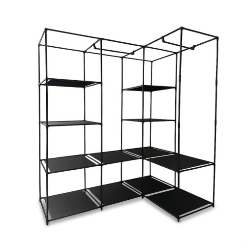 Corner Wardrobe with 2 Rails and 12 Shelves