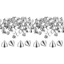 400Pcs 8mm Silver Spike Cone Studs for DIY Punk Rock Style Leathercraft & Handicraft Accessories
