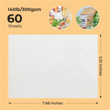 180 Hojas de Papel para Acuarela, Prensado en Frío, 50 % Algodón, 140 Libras/300 G/M², Papel A Granel Sin Ácidos (7,68 X 5,31 Pulgadas)