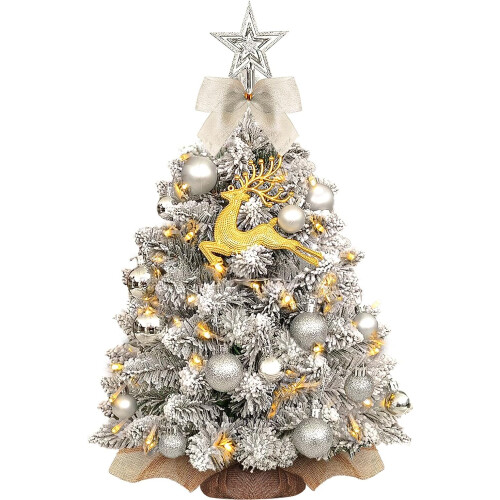 Artificial Tabletop Christmas Tree with LED Lighting 60 cm Silver — led artificial christmas tree