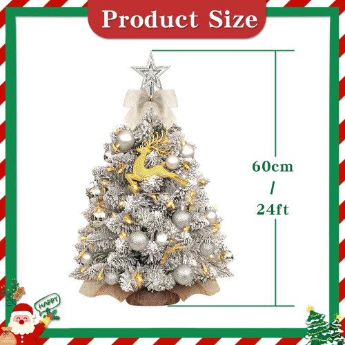 Artificial Tabletop Christmas Tree with LED Lighting 60 cm Silver — led artificial christmas tree 1