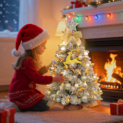 Artificial Tabletop Christmas Tree with LED Lighting 60 cm Silver — led artificial christmas tree 2
