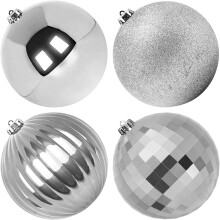 Große Christbaumkugeln 15 cm Set 4 Stück Festlich Unzerbrechlich Silber — weihnachtskugeln, große kugeln