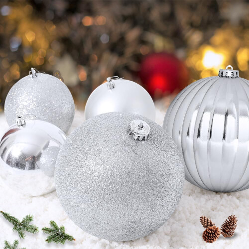 Große Christbaumkugeln 15 cm Set 4 Stück Festlich Unzerbrechlich Silber — weihnachtskugeln, große kugeln 2