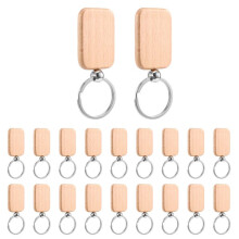 20Pcs Blank Wooden Wooden Keychain Diy Wooden Keychain Key Tag Anti-Lost Wood Accessories Gift