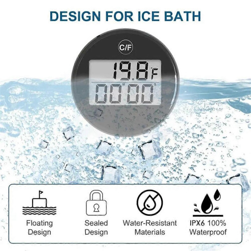 Water Bath Thermometer Small Floating Waterproof Ice Bath Thermometer with LCD Display Waterproof Co 2