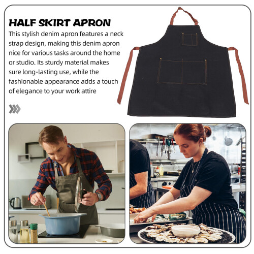 1Functionele Denim Schort Met Zakken Voor En Hobby's Thuis