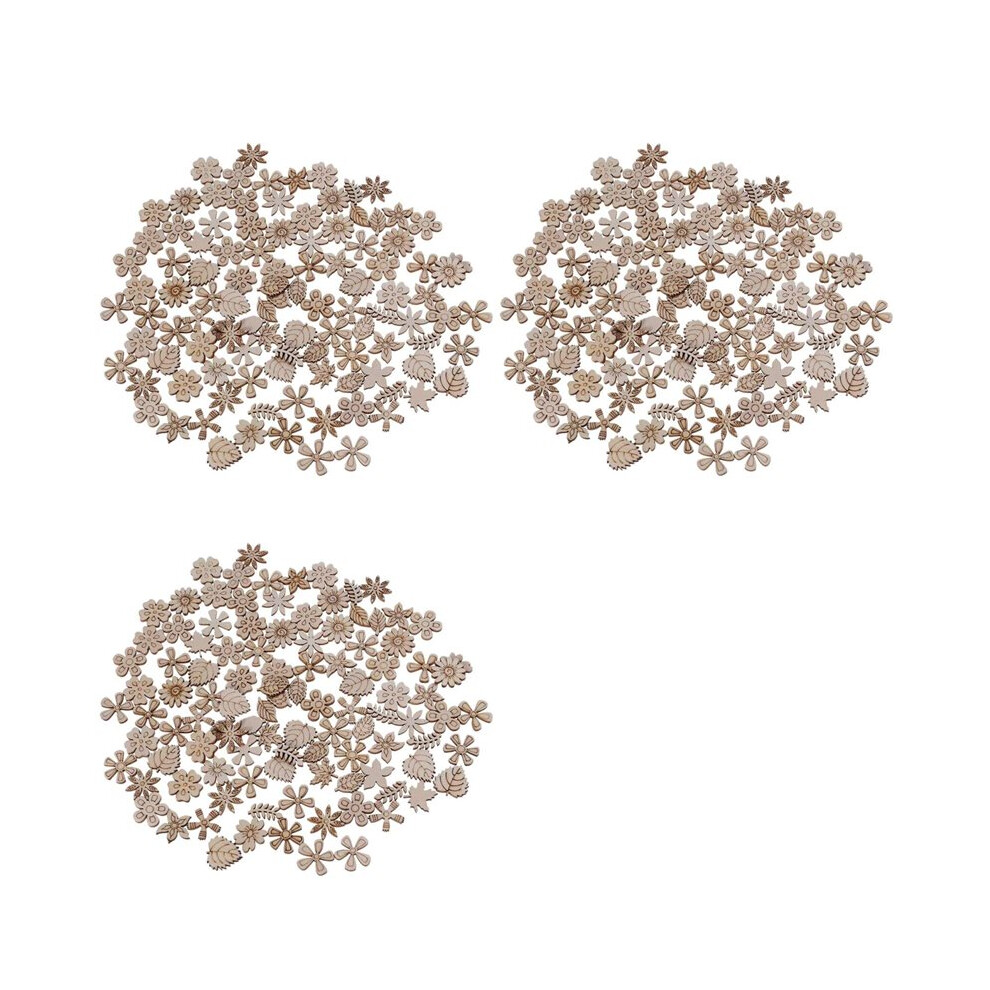 300Pcs Wood Discs Slices Flower Shape Unfinished Wooden Cutouts Diy Decoration 6032015696088