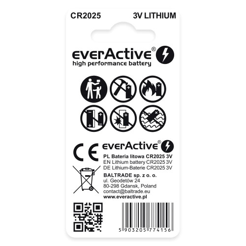 Lithium battery mini everActive CR2025 - blister 2 pcs. 1