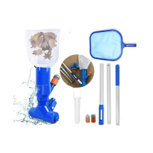 Pool Cleaning Kit With 3 Sections 40 Cm Retractable Aluminum Pole: Fast Jet Vacuum Nozzle, Pool Skimming Net (shallow Net)