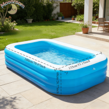 (A) Large Blue And White Minimalist Inflatable Swimming Pool Made Of Durable Thickened PVC For Outdoor Summer Parties, Folded For