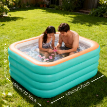 (A) Inflatable Swimming Pool, Large Green Outdoor Swimming Pool, Suitable For Family Courtyards, Summer Family Gatherings And