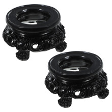 2St Compacte Resin Bol- En Edelsteenhouder Zwart Voor Decoratie