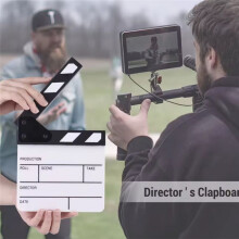 New Compact Size Clapboard Clapper Board Dry Erase TV Movie Film Cut Action Scene Clapper Board Black & White Stick