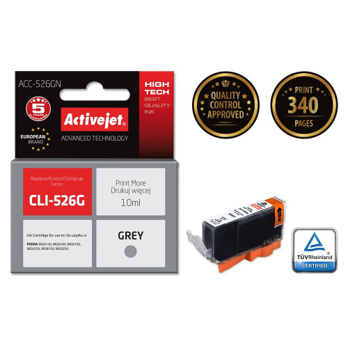 Activejet ACC-526GN Ink (replacement for Canon CLI-526G; Supreme; 10 ml; gray) 1