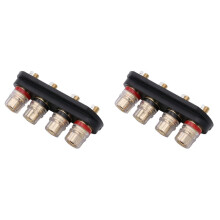 2X Bloque de Terminales de Salida de Amplificador de Altavoz de 4 Posiciones, Conector de Enchufe Banana Externo de Audio Chapado en Oro para Altavoz