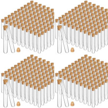 400PCS Glass Test Tubes with Cork Clear Stoppers Round Bottom Lab Test Alcohol Tampons Tubes Container(15X100mm/13Ml)