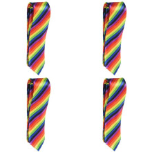 4X Männer Mode Lässig Dünn Schlank Schmale Krawatte Formale Hochzeit Party Krawatte, 19 (Regenbogen Farbe Streifen)