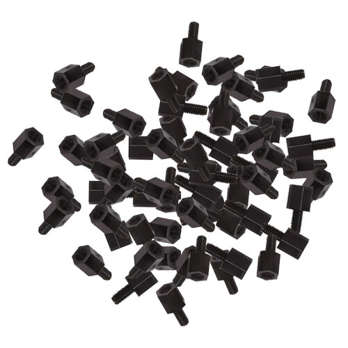 400x Motherboard Nylon Hex Standoff Threaded Spacer M3 Thread 6+6mm Black 1