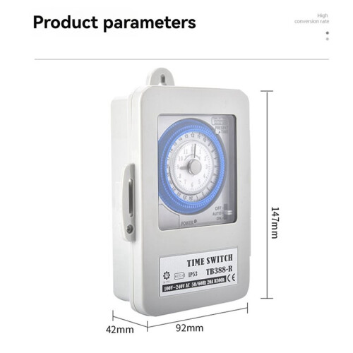 2X TB388R Mechanical 24 Hours Timer  IP53 Programmable Electrical Timer  Box AC100-240V 15 Minutes Interval