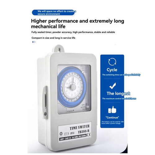 2X TB388R Mechanical 24 Hours Timer  IP53 Programmable Electrical Timer  Box AC100-240V 15 Minutes Interval 2