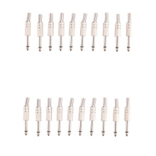 6.35mm Mono Amplifier Plug 1/4Inch Male Mono Monaural Jack Audio Cable Connector Plug Microphone Audio Connectors 20Pcs
