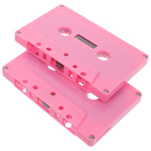 2St Roze Retro Cassettehouder Met Lege Tapes Voor Nostalgie Feest