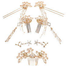 1Retro Gouden Parel Haaraccessoire Voor Bruid En Traditionele Kleding