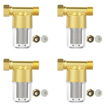 4X Messing-Sedimentfilter, Wiederverwendbarer Sedimentwasserfilter, Inline-Waschmaschinenfilter für Waschmaschine, Dusche, Gartenschlauch