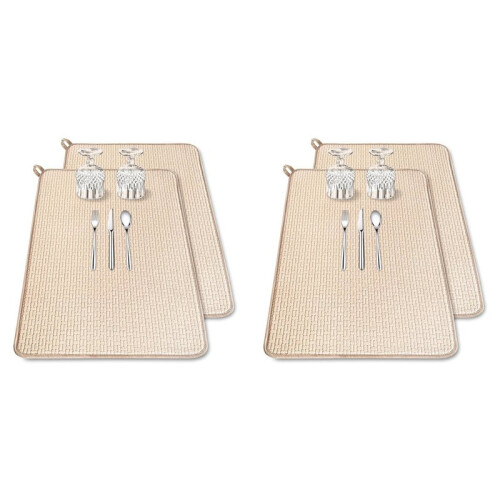 4 Pack XXL Large Microfiber Dish Drying Mat,24x17.7 Inch Absorbent Dish Drainer Kitchen Counter,Dish Drying Pad 1