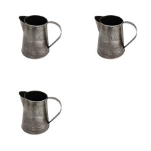 3X Vase en Métal Décoratif, Pichet Décoratif, Porte-Fleurs, Vase en Métal avec Poignée pour la Maison, le Jardin, Pot de Fleurs, Argent Ancien