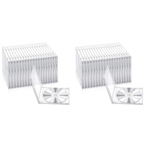 40 Pcs 10.4 mm CD Jewel Cases Standard Single Clear CD Case DVD Cover Protection Replacement