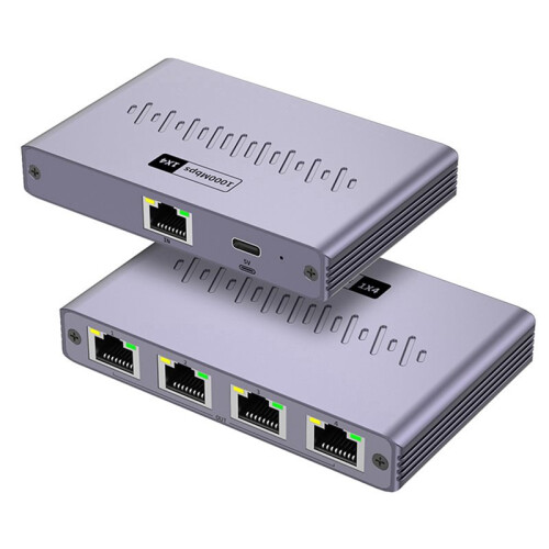 2X Network Cable Splitter 1 to 4 Gigabit Network Distributor Simultaneous Internet Access, RJ45 Network  Extender 2