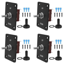 4X Interrupteur à Bascule Momentané 30 A Étanche 12 V ()/Off/() 3 Broches SPDT avec Plaque de Montage Haut/Bas pour Commande de Moteur RV