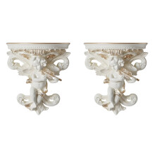 2X Garten Konsole Hause Dekoration im Wohnzimmer Regal Schöner Wandbehang Blumen Topf Stereoskopischen Blumen Topf Kunst Engel Form Statue A