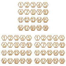 60X Signes en Bois de Chiffres 1-20 Numero de Table D'Hexagone de Mariage Numeros de Table en Bois Signe de Numeros de Siege de Fiancailles de Mariage