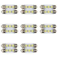 16x C5W 3 LED SMD 5050 36mm Xenon White Bulb Plate Shuttle Festoons Dome Ceiling Lamp Car Light