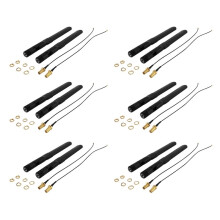 6X Dual Band WiFi 2.4GHz 5GHz 5.8GHz 8DBi RP-SMA Male Antenna & 20cm 8 Inch U.FL to RP-SMA Female Pigtail Cable 2-Pack