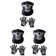 Halloween Maske Scary Skull Chin Maske Skeleton Hand Schuhe für Performances, Partys, Dress , Festivals (9 Stück)