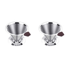 2X Filtro de Café Reutilizable de Acero Inoxidable para Cafetera de Goteo, Cono de Malla para 1 A 4 Tazas.