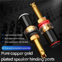 16Pcs Hifi Speaker Terminal Binding Post Pure Copper Gold Plated Amplifier Connector for Female Banana Jack Plug