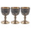 3X Classical Metal Wine Cup Handmade Small Goblet Household Copper Wine Glass Carving Pattern 1