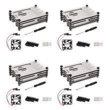 4X Acrylic Transparent / Clear & Black Case Cover for Raspberry Pi 4 Model B, with Cooling Fan for Raspberry Pi 4B