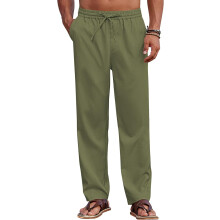 Men's Summer Casual Pants Breathable Lightweight Loose Comfortable Green L — men's green pants, men's summer pants