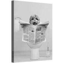 Tableau sur Toile Chien Amusant Décoration Murale 50x70 cm Noir et Blanc — art mural humour, poster chien toile