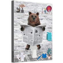 Cuadro de Pared Póster Oso Divertido Sin Marco Decorativo 50x70 cm — arte pared animales, decoracion baño moderna