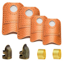 8 Pcs Hand-Working Sewing Thimble,Adjustable Metal Finger Protectors for Sewing,Leather Thimbles for Hand Quilting